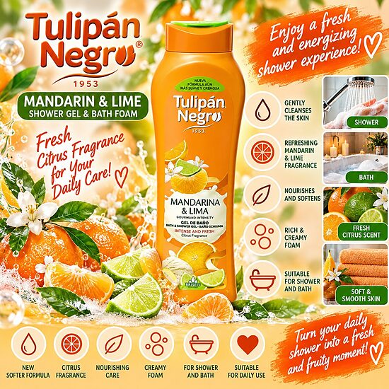 Tulipán Negro Mandarin & Lime Shower Gel – 650ml