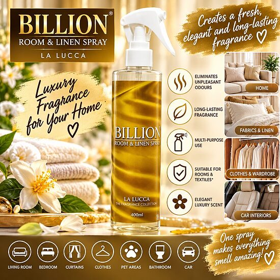 BILLION Room & Linen Spray – La Lucca Fragrance Collection, 400ml
