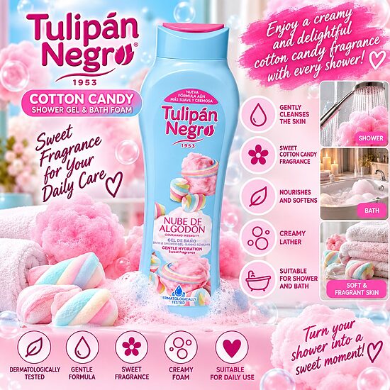 Tulipán Negro Cotton Candy Shower Gel – 650ml