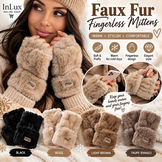 🤎 LUXURY FLUFFY FINGERLESS MITTENS 🤎